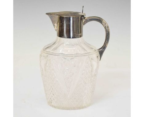 Late Victorian silver-mounted cut glass claret jug of oval form, sponsor's marks of R &amp; W Sorley, London 1899, 21cm high