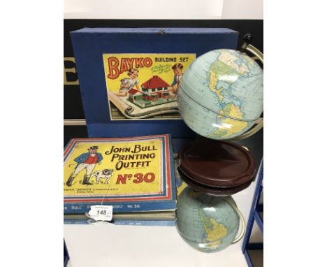 BOXED VINTAGE BAYKO BUILDING SET with original instruction leaflet; a  boxed John Bull Printing Outfit no. 30, and a Chad Val
