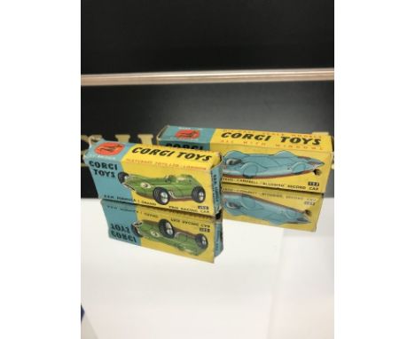 TWO CORGI BOXED DIECAST VEHICLES comprising BRM Formula One GP racing car no. 152, and a Proteus Campbell Bluebird racing car