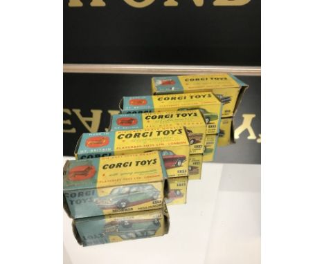 FIVE CORGI BOXED DIECAST VEHICLES comprising Chevrolet State Patrol 223, black; Bentley Continental Saloon Sports 224 cream; 