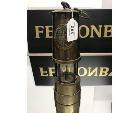 VINTAGE MINER'S PROTECTOR LAMP in brass case, height 27cms
