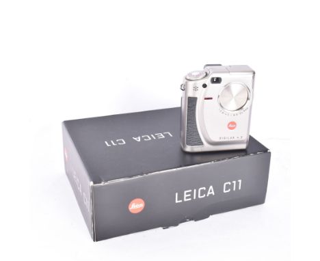 Leica C11 APS film compact camera, in silver and chrome finish, serial no. 2636834, in original clear hard case and box, with
