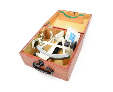 Freiberger Prazisionsmechanik yacht sextant, serial no.128736, with painted white framework, contained within fitted wooden c