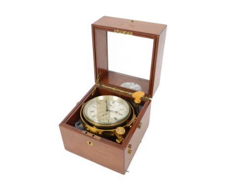 Two-day marine chronometer no. 10619, with silvered dial inscribed Thomas Mercer Ltd London & St Albans, contained within a b