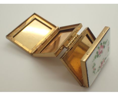 Yellow metal guilloche enamel ornate miniature photograph case