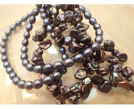 Four natural stained freshwater pearl bracelets