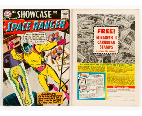 Showcase 15 (1958) 1st Space Ranger. Good cover gloss, light tan pages. Cents copy [vg+]