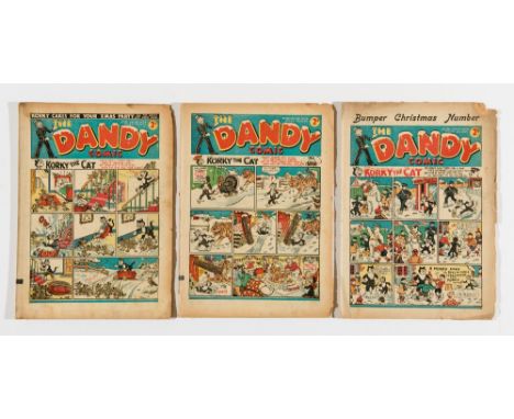 Dandy (1939) 107, pre-Xmas number, 1st Addie and Hermy, The Nasty Nazis, with 108 Xmas and 159 Xmas (1940).  Good cover colou