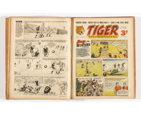 Tiger (Jul-Dec 1955) 43-69 half-year in spineless, worn, bound volume. Publisher's file copies starring Roy Of The Rovers and