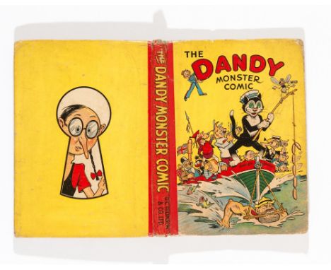 Dandy Monster Comic (1942). Dan desperately pulls his Dandy boat. Bright boards with rounded corners. Some red colour touch a