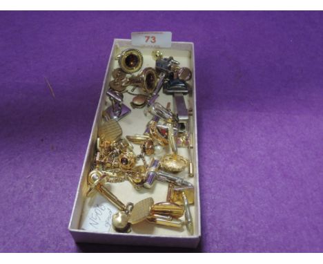 A selection of vintage yellow metal cufflinks and similar