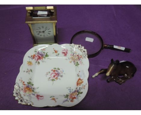 A selection of vintage decorative items including turtle shell style spy glass