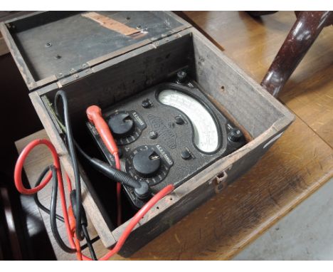 A vintage AvoMeter, possibly military in fitted box