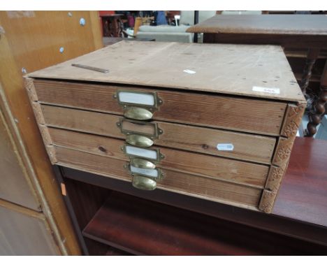 A set of vintage plan/storage drawers of small proportions