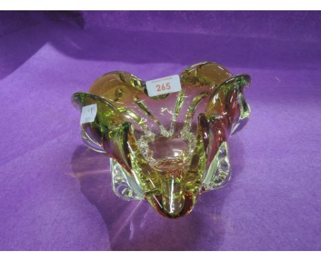 A vintage Murano trinket dish with green and pink glass