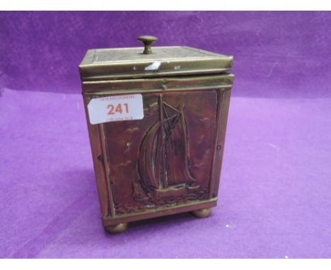 An arts and craft's style tea caddy with bohemian and nautical decoration