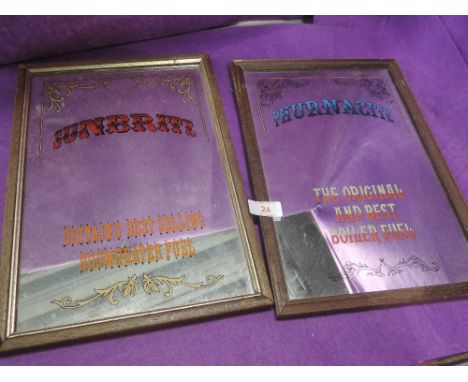 Two vintage advertising mirrors for Sunbrite and Phurnacite
