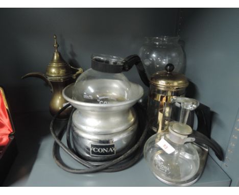 A selection of vintage coffee cafetiere pots and espresso etc