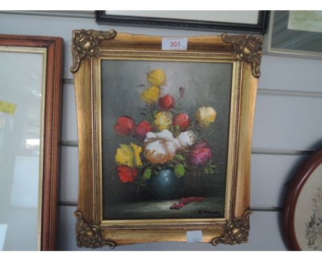 Two vintage oil on canvas paintings with ornate gilt and plaster frames