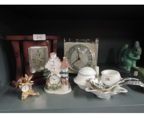 A selection of vintage mantle clocks etc