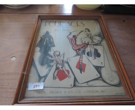 A vintage colour print titled Four aces