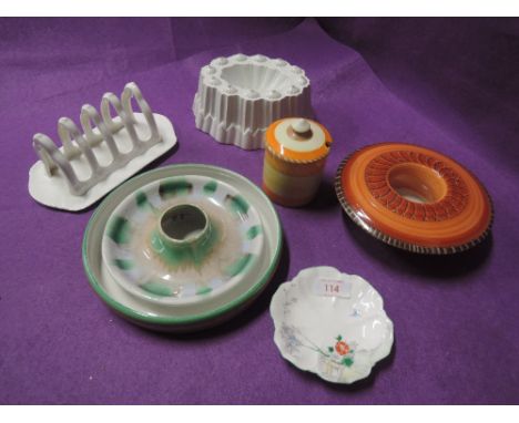 A selection of ceramics by Shelley including posy bowls, hand painted trinket dish, honey pot etc
