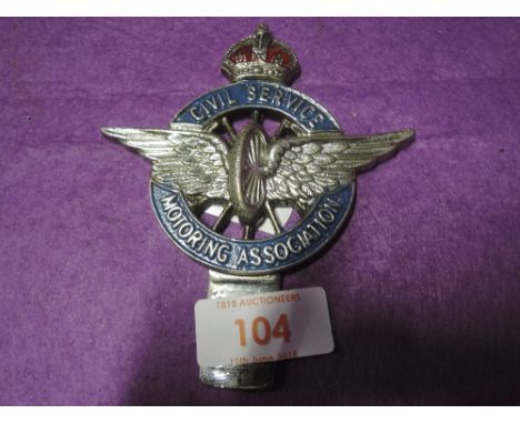 A vintage motor car badge with enamel detail Civil service motoring association