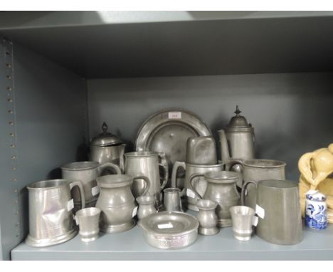 A selection of vintage pewter and similar wears including touch marked tankard