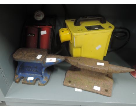 A selection of vintage blacksmith metal workers miniature Anvils etc