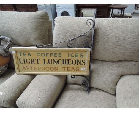 A vintage tea shop sign