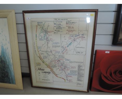 A vintage hand colour print of the Atlanta Campaign depicting the Dallas line