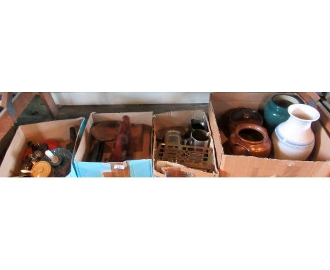 A collection of miscellaneous items, to include: clockwork metronome in mahogany case, Tollware chamber candlestick, vintage 