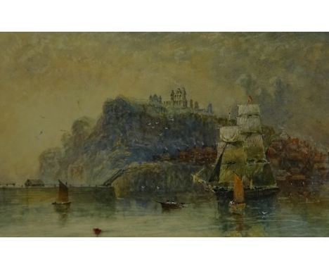 Richard Weatherill (British 1844-1923): East Cliff and the Spa Ladder Whitby, watercolour signed 22cm x 34.5cm   Condition Re