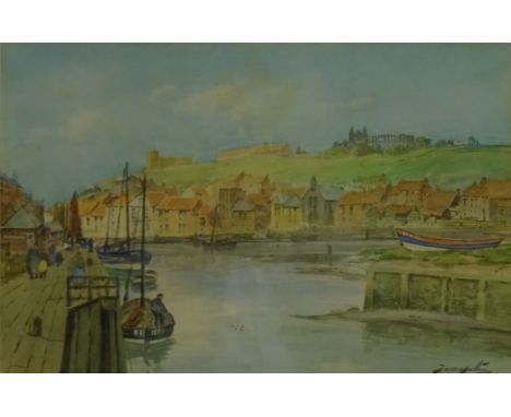 Thomas Swift Hutton (British c1865-1935): Dock End Whitby Harbour, watercolour signed 24cm x 36cm Condition Report Click here