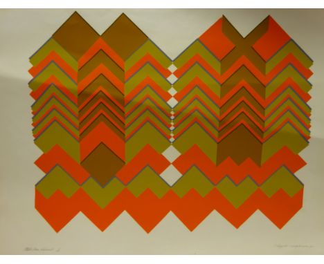 Marigold Hodgkinson FRBS (British Contemporary): 'Blue Line Variant', limited edition silkscreen signed dated '70 titled and 