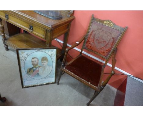 A Victorian 1897 Jubilee commemorative chair and print