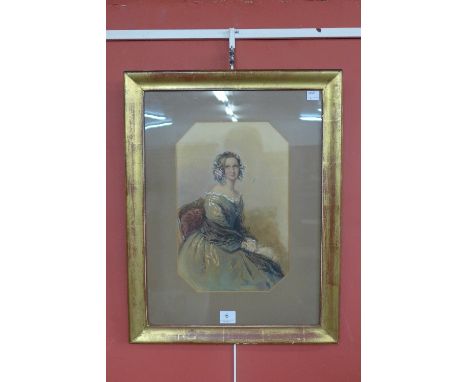 English School (19th Century), portrait of a lady, watercolour