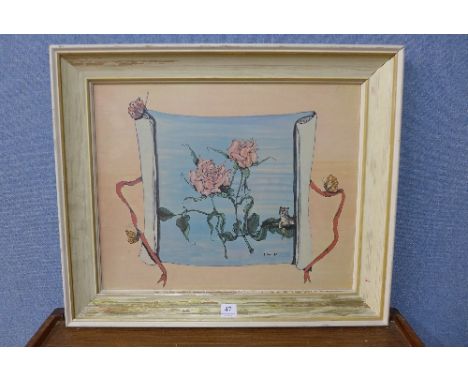 A 1970's Fleur Cowles print, The Blessing Rose