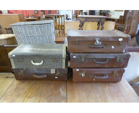Five vintage suitcases