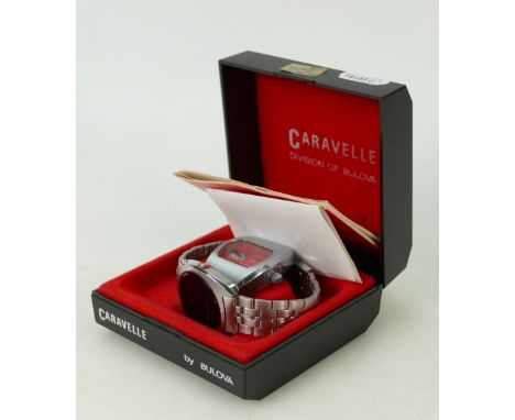 Caravelle by Bulova Gents Mid Century LED wrist watch plus Sindaco watch: Bulova watch with box and papers present together w