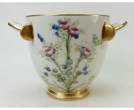 William Moorcroft Macintyre Forget Me Not planter: A large size two handled planter decorated in the roses, tulips and forget