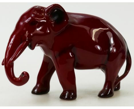 Royal Doulton Flambé small early model of a elephant: Elephant with trunk down, height 11cm.