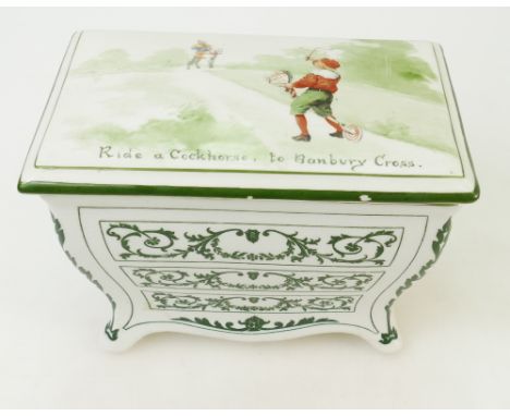 Royal Doulton Biscuit Jar and Cover decorated with Ride a Cockhorse design: Biscuit Jar by Royal Doulton with 'Ride a Cock Ho