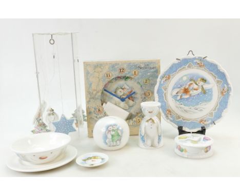 Royal Doulton The Snowman Gift Collection: Includes bowl, plate, money box, clock (boxed), egg cup, trinket box, wall plate a