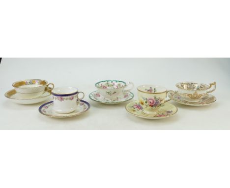 Five Cauldon cups and saucers: Cauldon china c1900.
