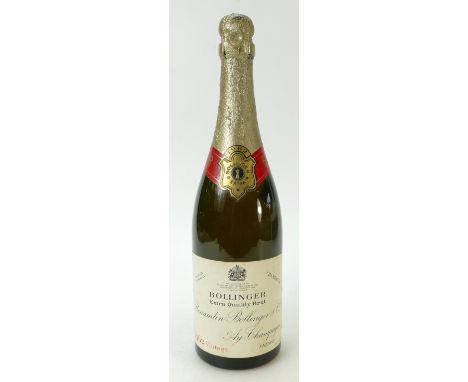 Bottle of Bollinger champagne: Bollinger 1962 vintage.