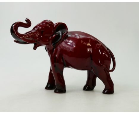 Royal Doulton Flambé model of a Elephant: Elephant by Royal Doulton with trunk in salute, height 17cm.
