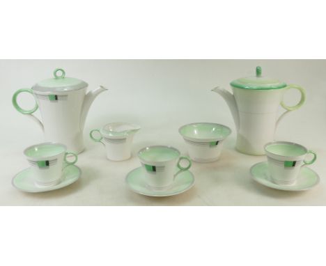 Shelley part coffee set: Part coffee set by Shelley in the 12465 Art Deco design comprising coffee pot, sugar and milk jug, c