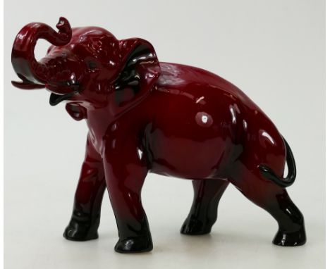 Royal Doulton Flambé model of a Elephant: Elephant with trunk in salute, height 14cm.