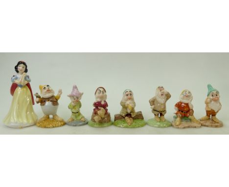 A collection of Royal Doulton Snow White and the Seven Dwarfs figures: Figures to include - Snow White, Doc, Grumpy, Happy, D